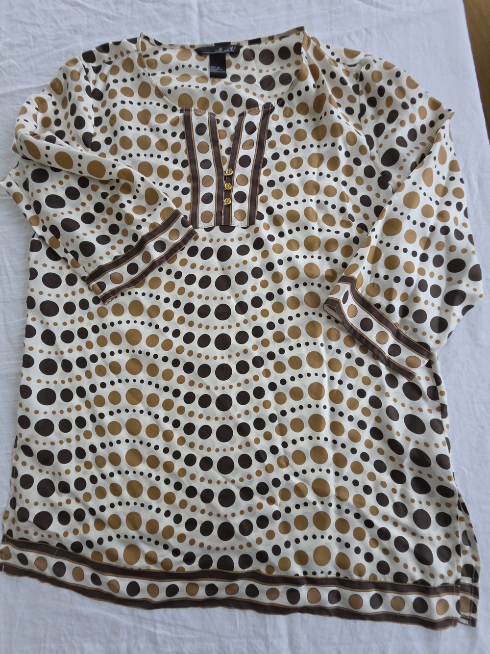Willi Smith Silk Polka Dot Tunic Top Size XL